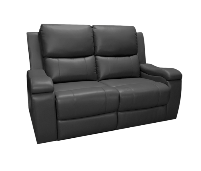 Manilla Black Leather Gel Power Reclining Loveseat